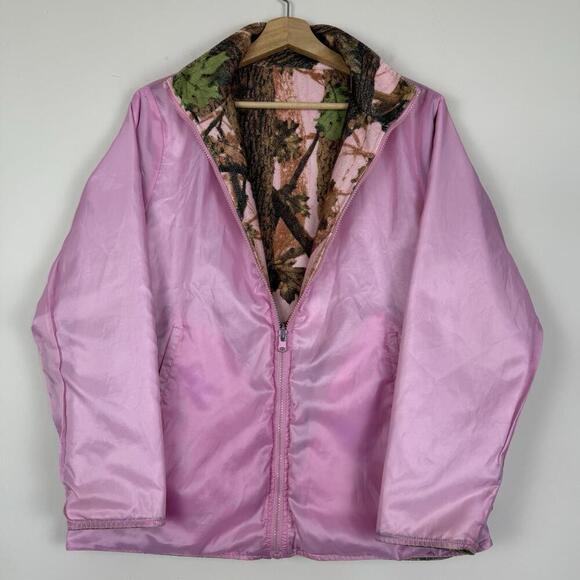 Vintage Aqua Stop Pink Camo Reversible Jacket Women’s Medium Hunting Outdoor Y2K - Picture 3 of 12